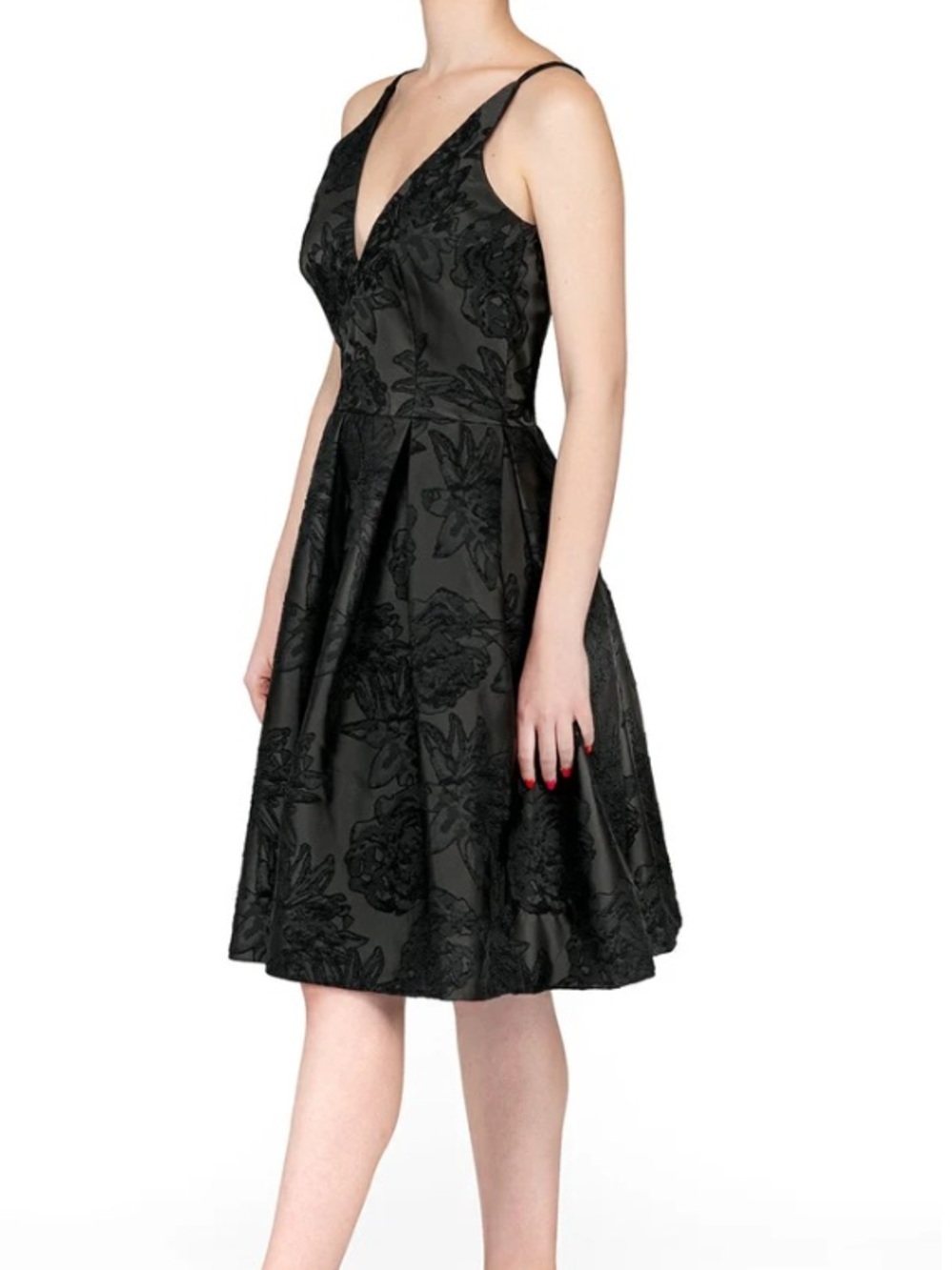 Dress the Population Collette Black Floral Fit-and-Flare Mini Dress